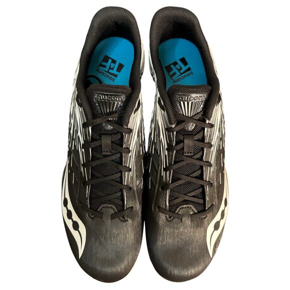 Saucony Spitfire 5 Track Spikes Men\'s 8 Sprint Racing Shoes NIB Black White Run main image 12